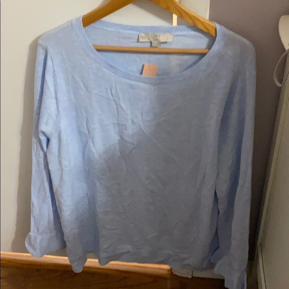 Light Blue Ruffle Cuff Sweater